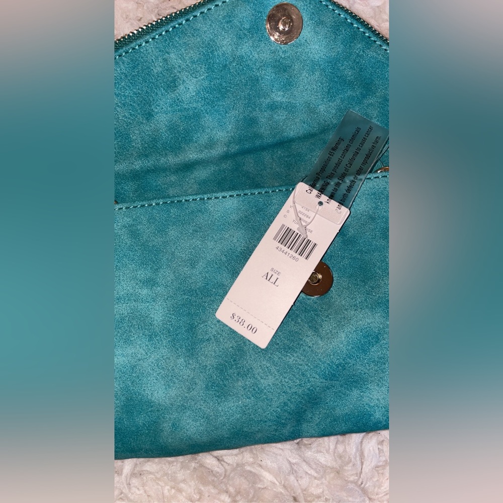 NWT Anthropologie Suede Turquoise Crossbody Bag - Picture 6 of 6